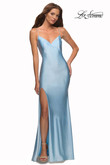 cloud blue jersey beaded strap prom dress la femme 30435