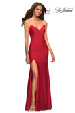red jersey beaded strap prom dress la femme 30435