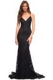 V-neck floral lace prom dress la femme 30511