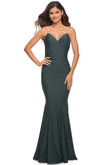 V-neck beaded straps jersey prom dress la femme 30712