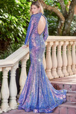 liquid purple sequins open back tiffany dress 16955