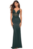 V-neck sheer lace accent prom dress la femme 30757