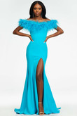 Off The Shoulder Feathered Ashley Lauren Prom Dress 11099