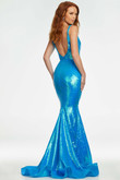 Mermaid Metallic Sequin Ashley Lauren Prom Dress 11108
