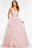 Glitter Tulle Ruffled Skirt Ball Gown by Ashley Lauren 11141