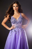 orchid v-neck  tulle v-neck prom dress 47019