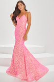 V-Neck Trumpet Tiffany Designs Prom Dress 16016