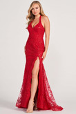 Lace Embroidered Halter Colette by Mon Cheri Prom Dress CL2027