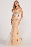 Floral Applique Mermaid Colette Prom Dress CL2085