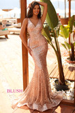 V-neck Fitted Blush Prom Dress 20502