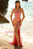 Open Back Blush Prom Dress With High Slit 20526