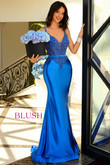 Plunging Neckline Blush Prom Dress 20535