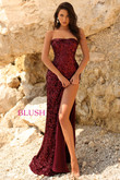 Strapless Fitted Blush Prom Dress With Slit 20538