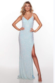 Beaded V-Neck  Alyce Prom Dress 61385