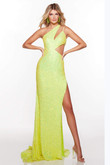 Cut-Out Beaded Alyce Prom Dress 61393 Lemon Lime 