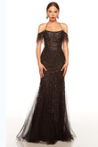 Feathered Sleeves Alyce Prom Dress 61416