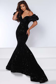 Ruffled Satin Sleeves Johnathan Kayne Prom Dress  2641