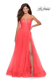 La Femme Prom Dress in Hot Coral 