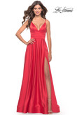 Wrapped Bodice La Femme Prom Dress 31121 in Hot Coral