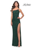 One shoulder emerald prom dress la femme 31427