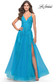 Lace Bodice La Femme Prom Dress 31503 in Aqua