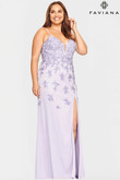 Lace V-Neck Faviana Curves Prom Dress 9539