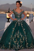 Emerald sparkle tulle quince dress Vizcaya 89351