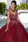 V-Neck Lace Vizcaya Quinceanera Dress by Morilee 89363