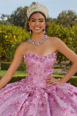 Metallic Pink strapless quince dress vizcaya 89436