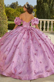 Metallic Pink 3D floral quince dress