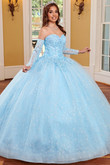 Floral Strapless Quinceanera Dress by Rachel Allan RQ1116