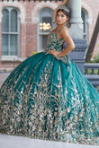 Sequined Lace Pattern Quinceanera Prom Dress 26049