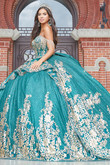 Rhinestone Gold Chains Quinceanera Prom Dress 26053