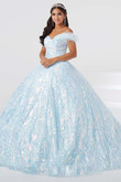 Feathery Off The Shoulder Quinceanera Gown by Fiesta 56464