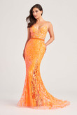 Orange Trumpet Ellie Wilde Prom Dress EW35007
