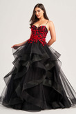 Black/Red Ball Gown Ellie Wilde Dress EW35070