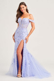 Lilac Off the Shoulder Ellie Wilde Prom Dress EW35082