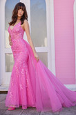 Hot Pink V-neck Ellie Wilde Dress EW35110