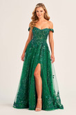 Emerald Off the Shoulder Ellie Wilde Dress EW35116