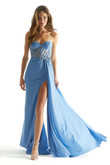 Blue Glitter Jersey Morilee 49003 Prom Dress