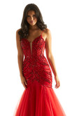 Red Beaded Tulle Morilee 49014 Prom Dress