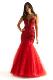 Red Beaded Tulle Morilee 49014 Prom Dress