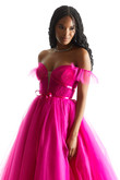 Fuchsia Off The Shoulder Morilee 49022 Prom Dress