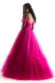 Fuchsia Off The Shoulder Morilee 49022 Prom Dress