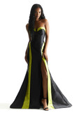 Black/Lime Two-Tone Satin Morilee 49025 Prom Dress