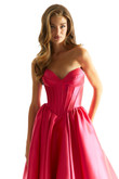 Fuchsia Strapless A-Line Morilee 49033 Prom Dress