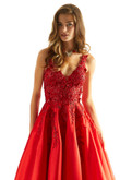 Red 3D Floral Morilee 49044 Prom Dress