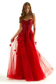 Red Floral Embroidered Morilee 49049 Prom Dress