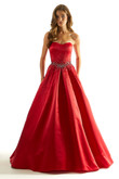 Red Satin Ball Gown Morilee 49054 Prom Dress
