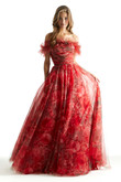 Red Floral Print Morilee 49057 Prom Dress